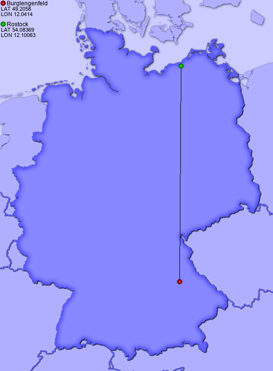 Distance from Burglengenfeld to Rostock