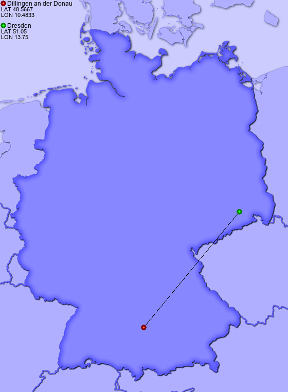 Distance from Dillingen an der Donau to Dresden