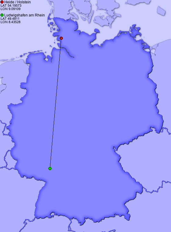 Distance from Heide / Holstein to Ludwigshafen am Rhein