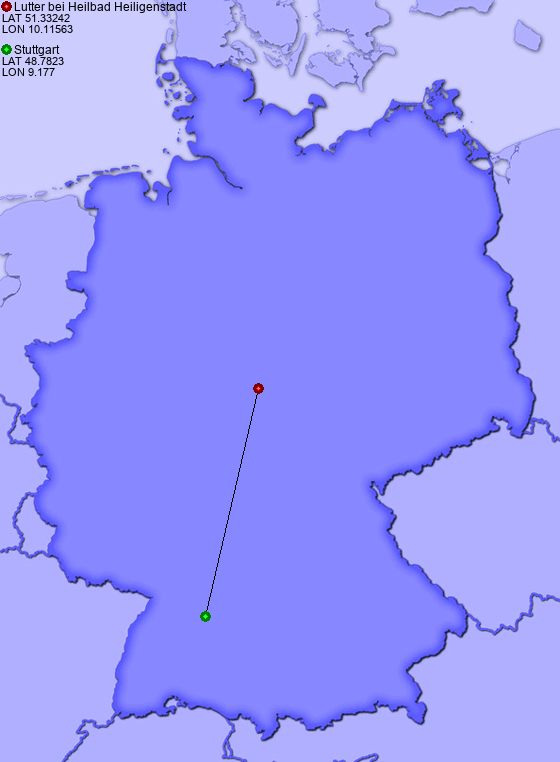 Distance from Lutter bei Heilbad Heiligenstadt to Stuttgart