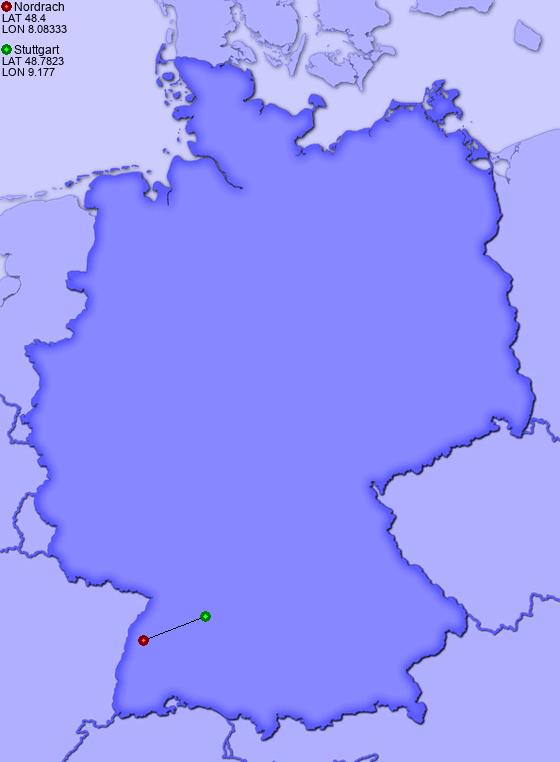 Distance from Nordrach to Stuttgart