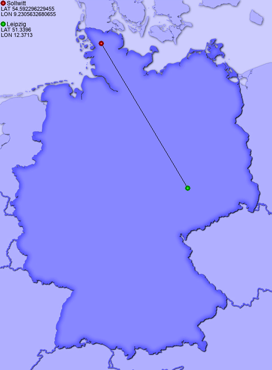 Distance from Sollwitt to Leipzig