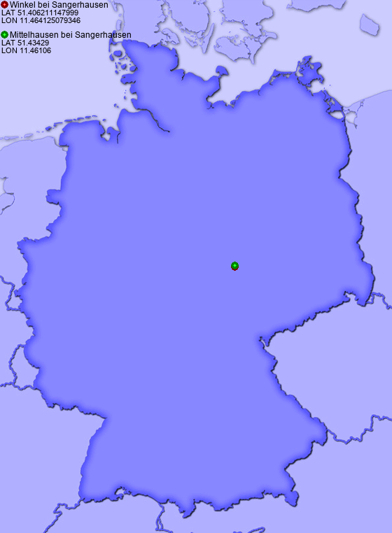 Distance from Winkel bei Sangerhausen to Mittelhausen bei Sangerhausen