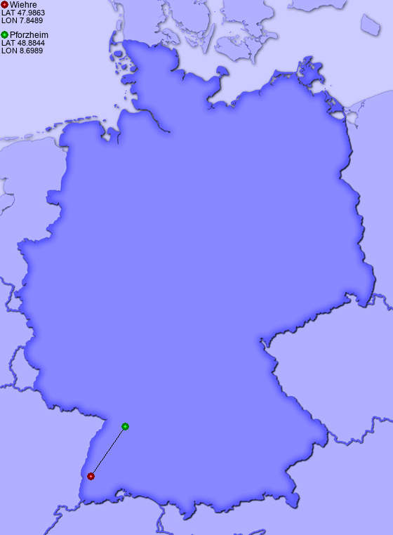 Distance from Wiehre to Pforzheim