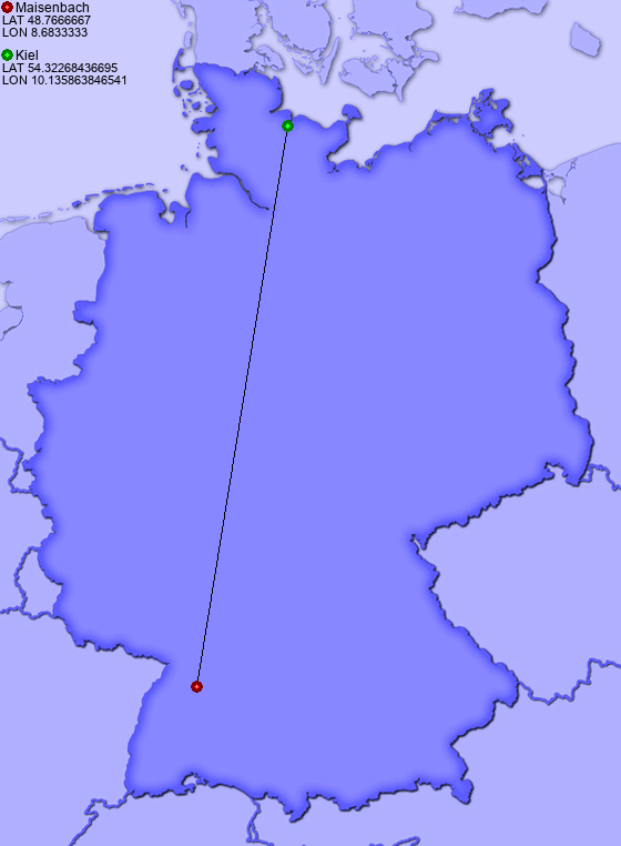 Distance from Maisenbach to Kiel