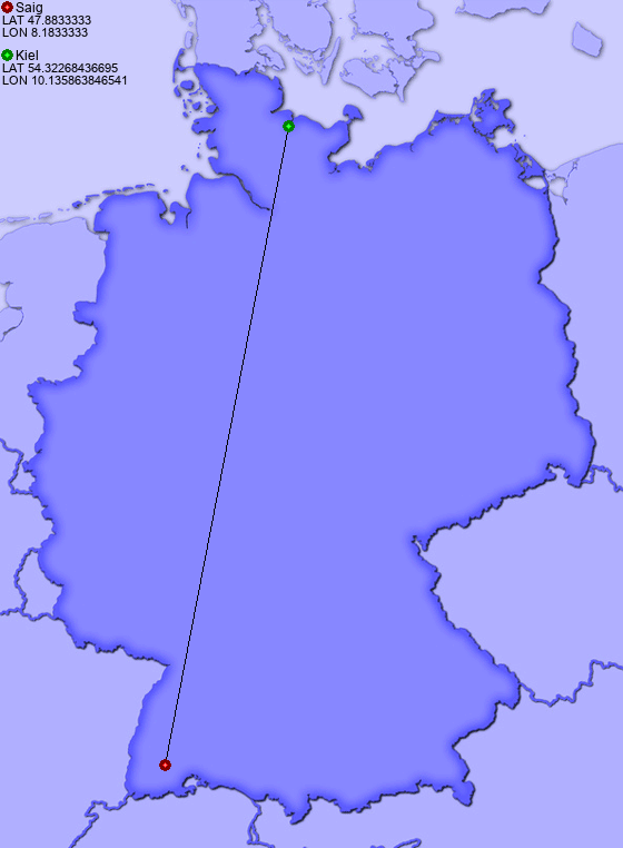 Distance from Saig to Kiel