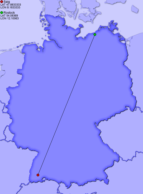 Distance from Saig to Rostock