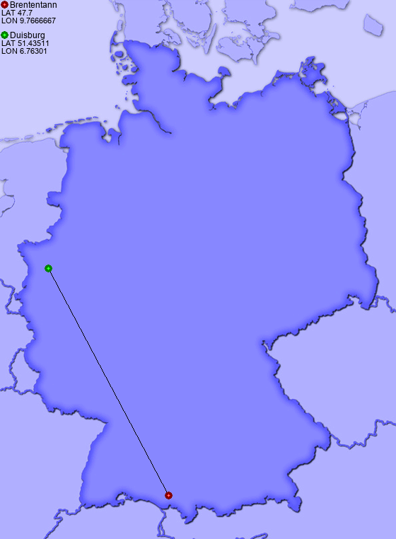 Distance from Brententann to Duisburg