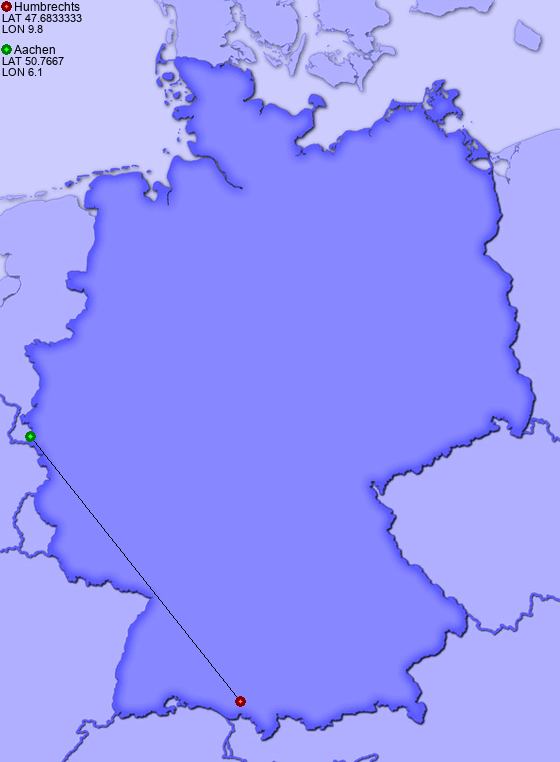 Distance from Humbrechts to Aachen