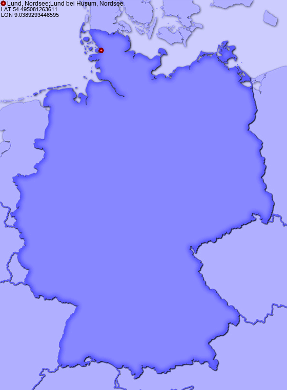Location of Lund, Nordsee;Lund bei Husum, Nordsee in Germany