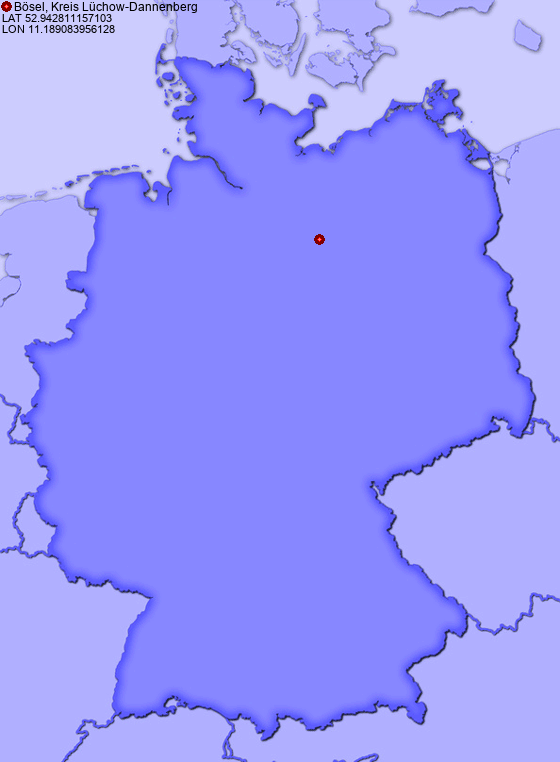 Location of Bösel, Kreis Lüchow-Dannenberg in Germany
