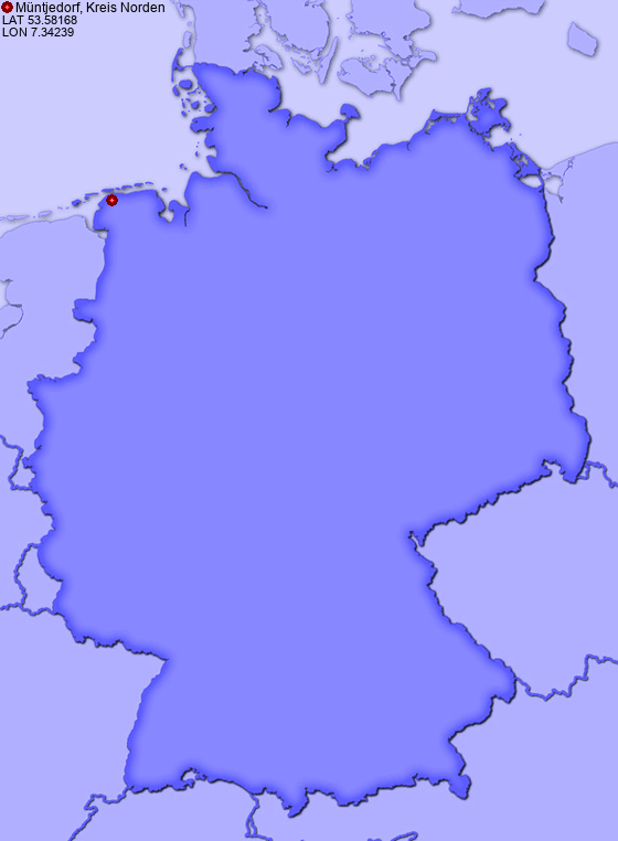 Location of Müntjedorf, Kreis Norden in Germany