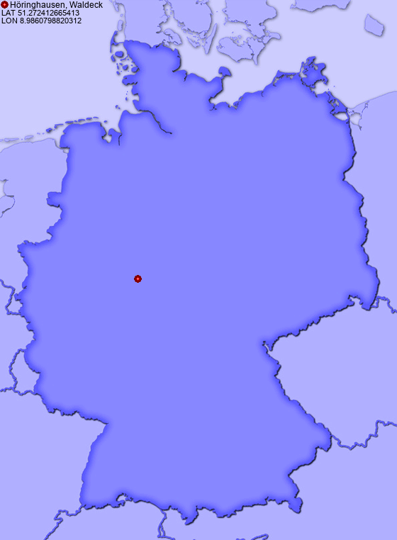 Location of Höringhausen, Waldeck in Germany