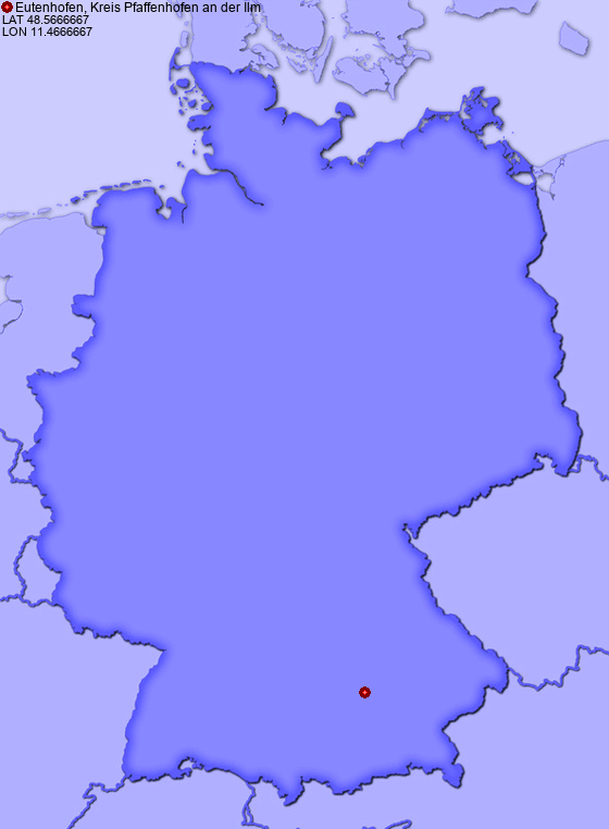 Location of Eutenhofen, Kreis Pfaffenhofen an der Ilm in Germany