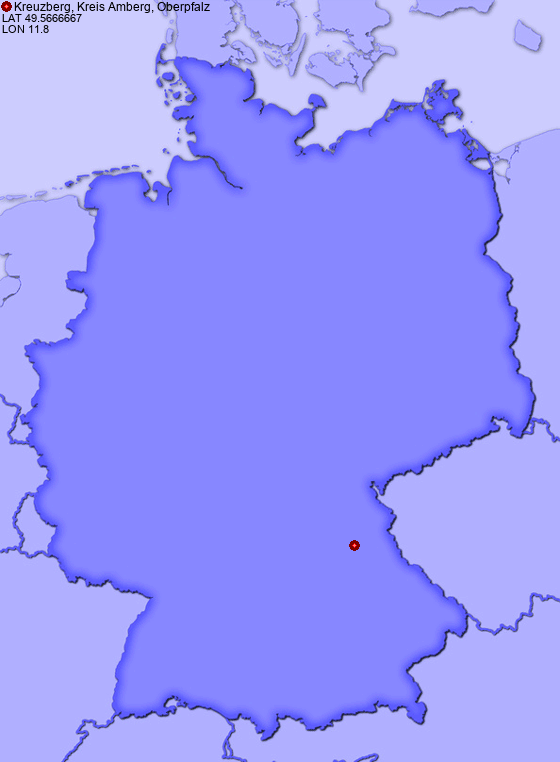 Location of Kreuzberg, Kreis Amberg, Oberpfalz in Germany