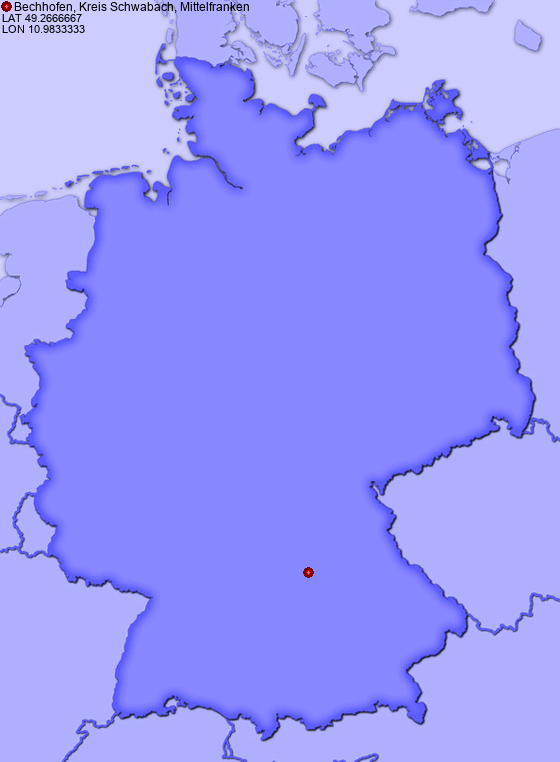 Location of Bechhofen, Kreis Schwabach, Mittelfranken in Germany