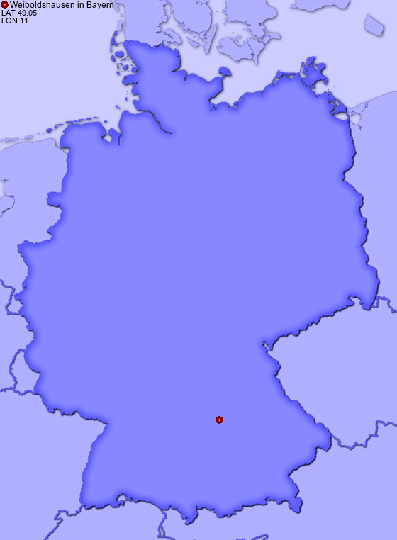 Location of Weiboldshausen in Bayern in Germany