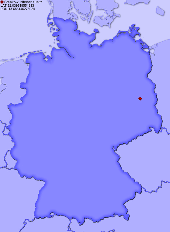 Location of Staakow, Niederlausitz in Germany