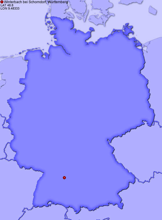 Location of Winterbach bei Schorndorf, Württemberg in Germany