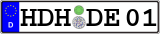 Car sign, license plate, registration number HDH