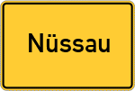 Place name sign Nüssau, Kreis Herzogtum Lauenburg