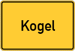 Place name sign Kogel, Kreis Herzogtum Lauenburg