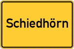 Place name sign Schiedhörn, Gemeinde Oldenswort