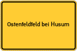 Place name sign Ostenfeldfeld bei Husum, Nordsee