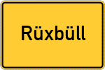 Place name sign Rüxbüll, Gemeinde Tönning