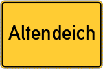 Place name sign Altendeich, Gemeinde Vollerwiek