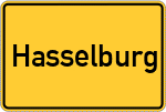 Place name sign Hasselburg