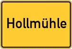 Place name sign Hollmühle, Gemeinde Uelsby