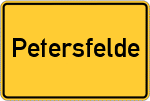 Place name sign Petersfelde, Holstein