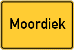 Place name sign Moordiek, Holstein