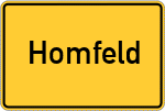Place name sign Homfeld, Kreis Grafschaft Hoya