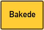 Place name sign Bakede