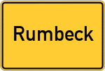 Place name sign Rumbeck, Kreis Grafschaft Schaumburg