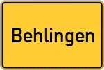 Place name sign Behlingen, Kreis Nienburg, Weser