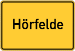 Place name sign Hörfelde, Kreis Land Hadeln