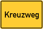 Place name sign Kreuzweg, Kreis Land Hadeln