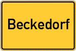 Place name sign Beckedorf, Kreis Harburg