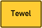 Place name sign Tewel, Kreis Soltau