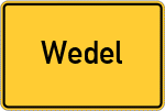 Place name sign Wedel, Kreis Stade