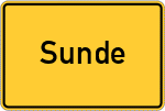 Place name sign Sunde, Kreis Stade