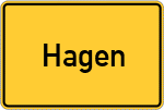 Place name sign Hagen, Kreis Stade