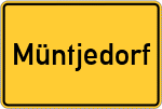 Place name sign Müntjedorf, Kreis Norden