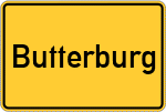 Place name sign Butterburg, Kreis Norden