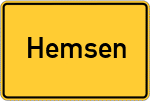 Place name sign Hemsen