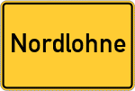 Place name sign Nordlohne, Kreis Lingen, Ems