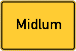 Place name sign Midlum, Kreis Leer, Ostfriesland